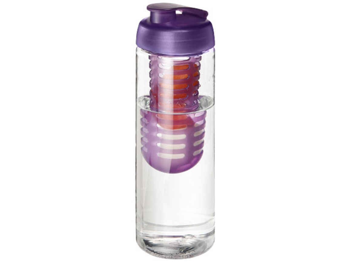 H2O Active® Vibe 850 ml Flasche mit Klappdeckel und Infusor, transparent, lila bedrucken, Art.-Nr. 21069207