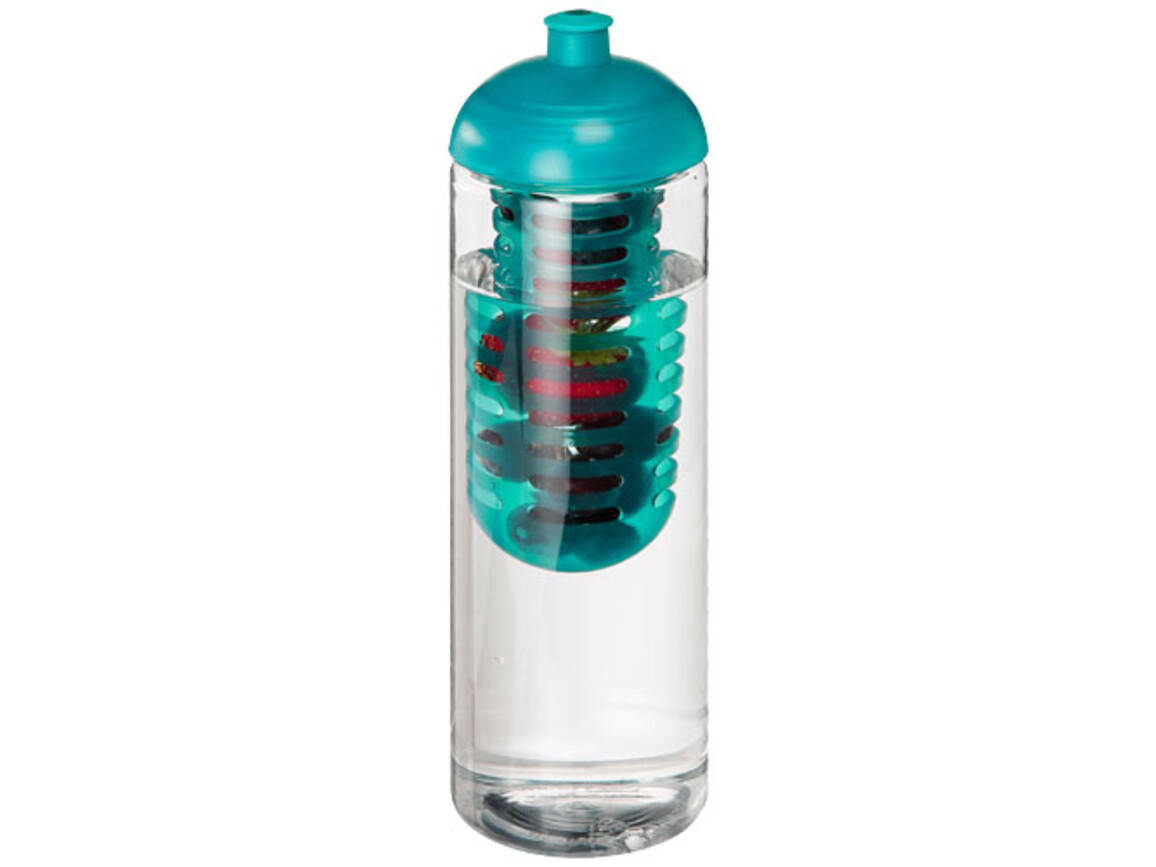 H2O Active® Vibe 850 ml Flasche mit Kuppeldeckel und Infusor, transparent, aquablau bedrucken, Art.-Nr. 21069304