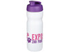 Baseline® Plus 650 ml Sportflasche mit Klappdeckel, weiss, lila bedrucken, Art.-Nr. 21068509