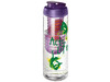 H2O Active® Vibe 850 ml Flasche mit Klappdeckel und Infusor, transparent, lila bedrucken, Art.-Nr. 21069207