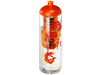 H2O Active® Vibe 850 ml Flasche mit Kuppeldeckel und Infusor, transparent, orange bedrucken, Art.-Nr. 21069305