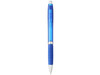 Turbo transparenter Kugelschreiber mit Gummigriff, blau bedrucken, Art.-Nr. 10736401