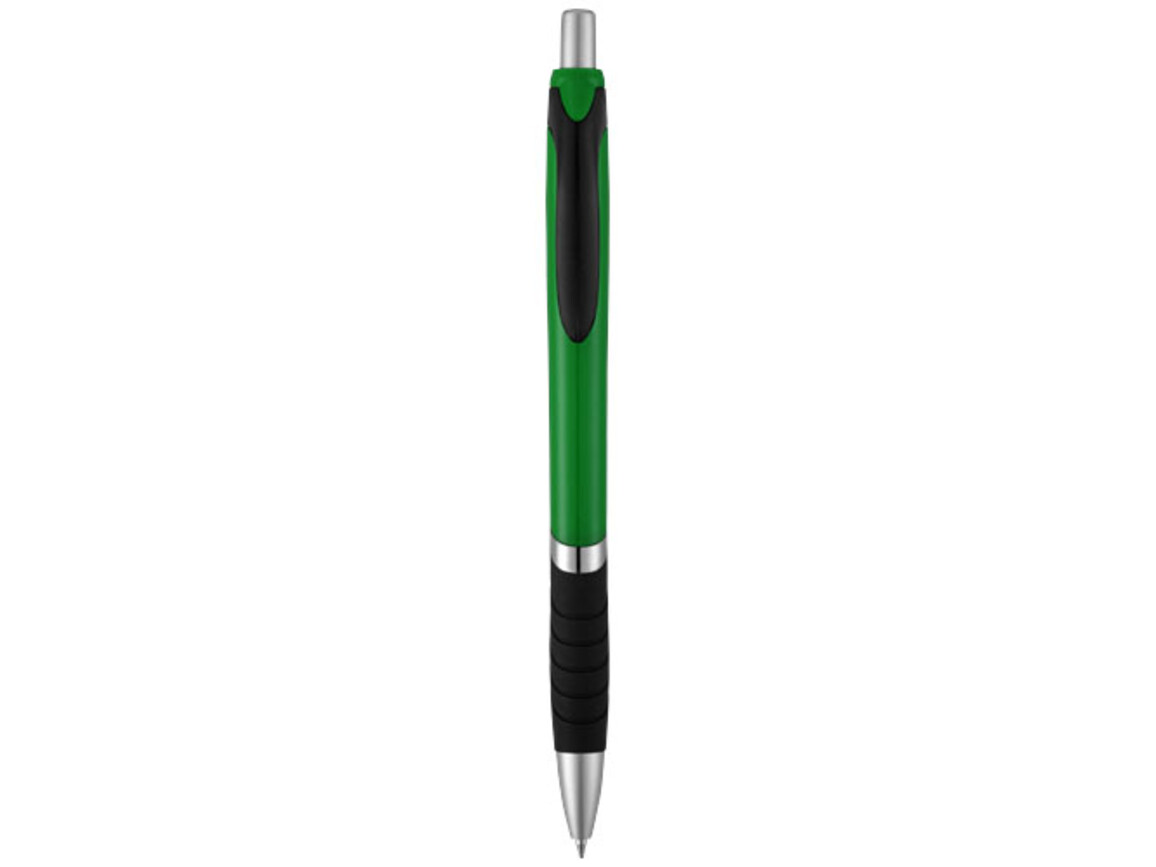 Turbo Kugelschreiber mit Gummigriff, grün, schwarz bedrucken, Art.-Nr. 10771314