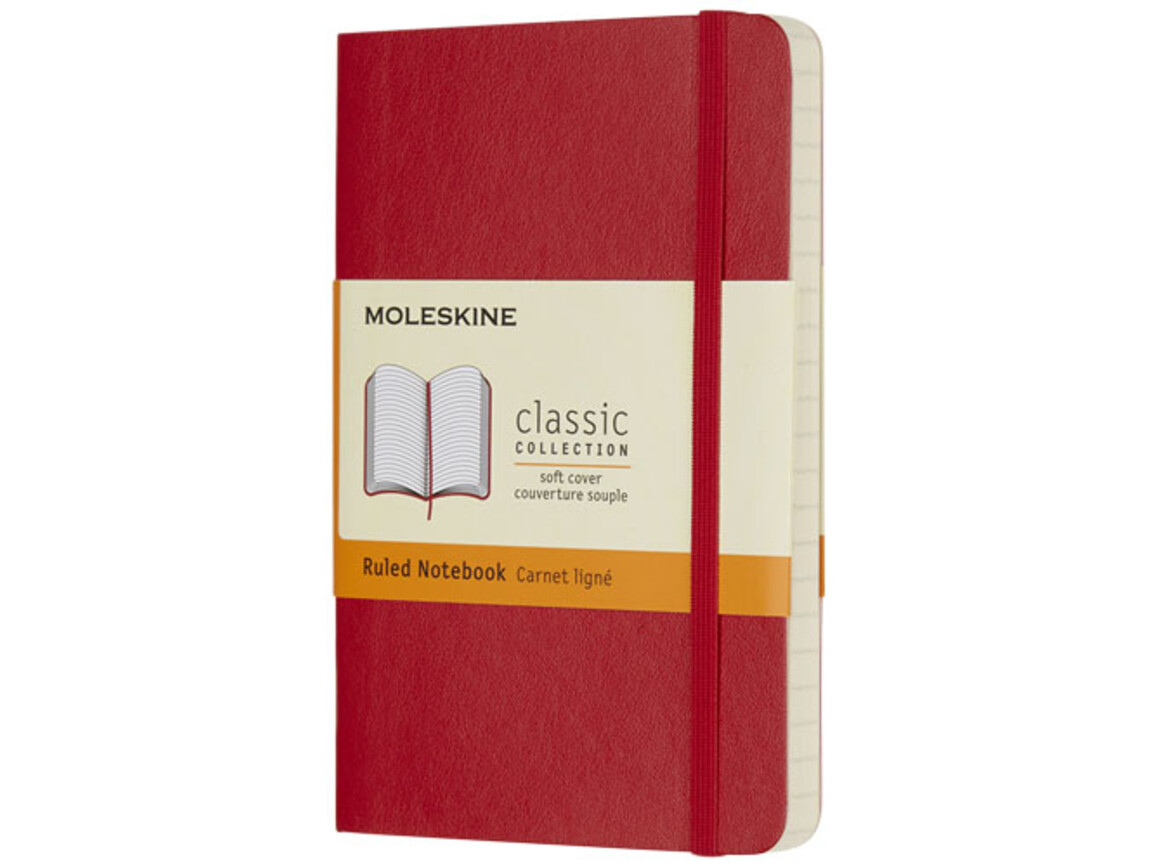 Classic Softcover Notizbuch Taschenformat – liniert, scharlachrot bedrucken, Art.-Nr. 10715715