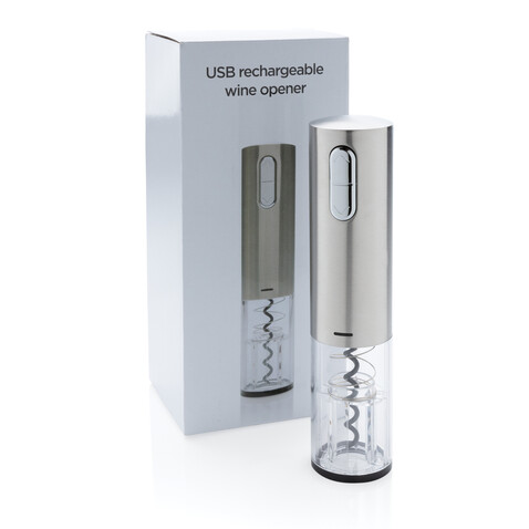 Elektronischer Weinöffner - USB aufladbar grau bedrucken, Art.-Nr. P911.392
