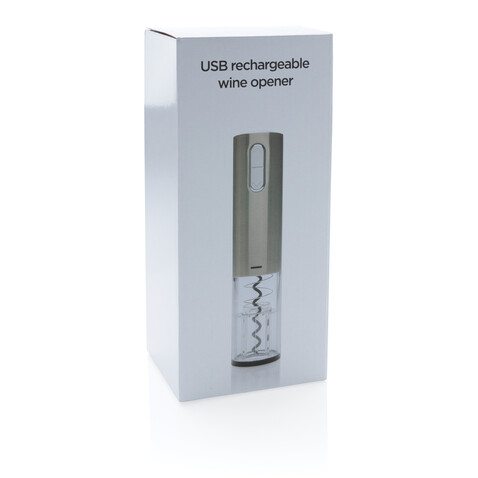 Elektronischer Weinöffner - USB aufladbar grau bedrucken, Art.-Nr. P911.392
