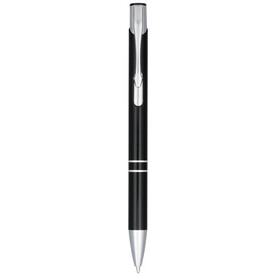 Moneta Druckkugelschreiber aus eloxiertem Aluminium (schwarze Mine), schwarz bedrucken, Art.-Nr. 10758300
