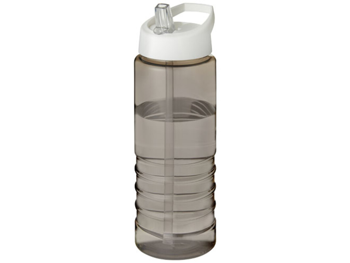 H2O Active® Treble 750 ml Sportflasche mit Ausgussdeckel, kohle, weiss bedrucken, Art.-Nr. 21087703