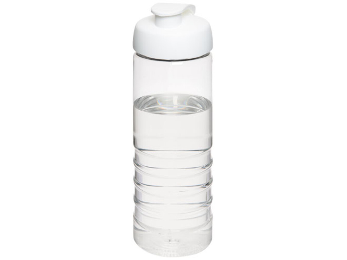 H2O Active® Treble 750 ml Sportflasche mit Klappdeckel, transparent, weiss bedrucken, Art.-Nr. 21087901