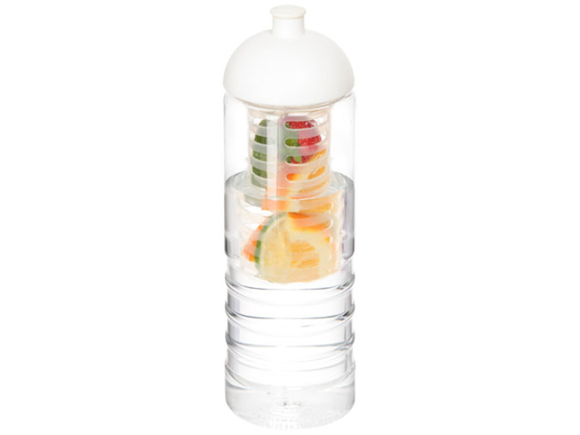 H2O Active® Treble 750 ml Flasche mit Kuppeldeckel und Infusor, transparent, weiss bedrucken, Art.-Nr. 21088000