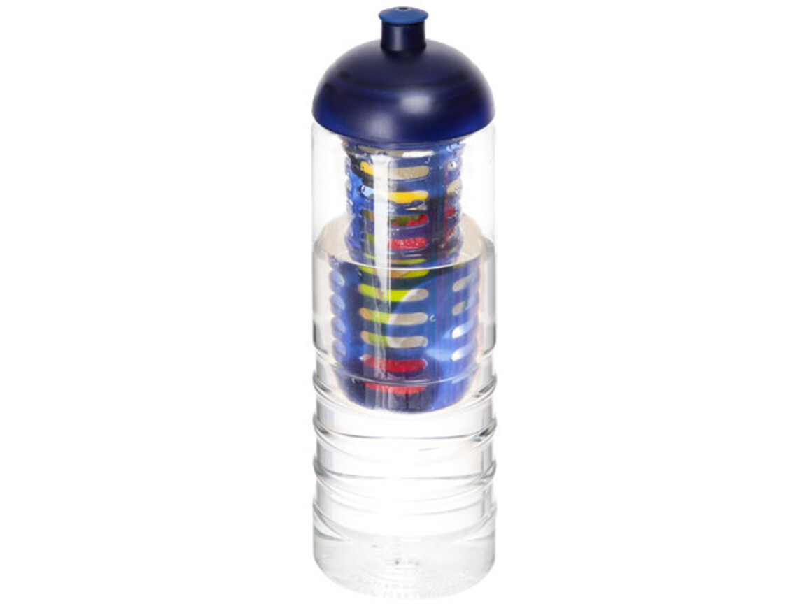 H2O Active® Treble 750 ml Flasche mit Kuppeldeckel und Infusor, transparent, blau bedrucken, Art.-Nr. 21088001