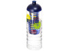 H2O Active® Treble 750 ml Flasche mit Kuppeldeckel und Infusor, transparent, blau bedrucken, Art.-Nr. 21088001
