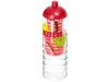 H2O Active® Treble 750 ml Flasche mit Kuppeldeckel und Infusor, transparent, rot bedrucken, Art.-Nr. 21088002