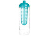 H2O Active® Treble 750 ml Flasche mit Kuppeldeckel und Infusor, transparent, aquablau bedrucken, Art.-Nr. 21088004