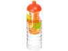 H2O Active® Treble 750 ml Flasche mit Kuppeldeckel und Infusor, transparent, orange bedrucken, Art.-Nr. 21088005