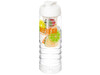 H2O Active® Treble 750 ml Flasche mit Klappdeckel und Infusor, transparent, weiss bedrucken, Art.-Nr. 21088100