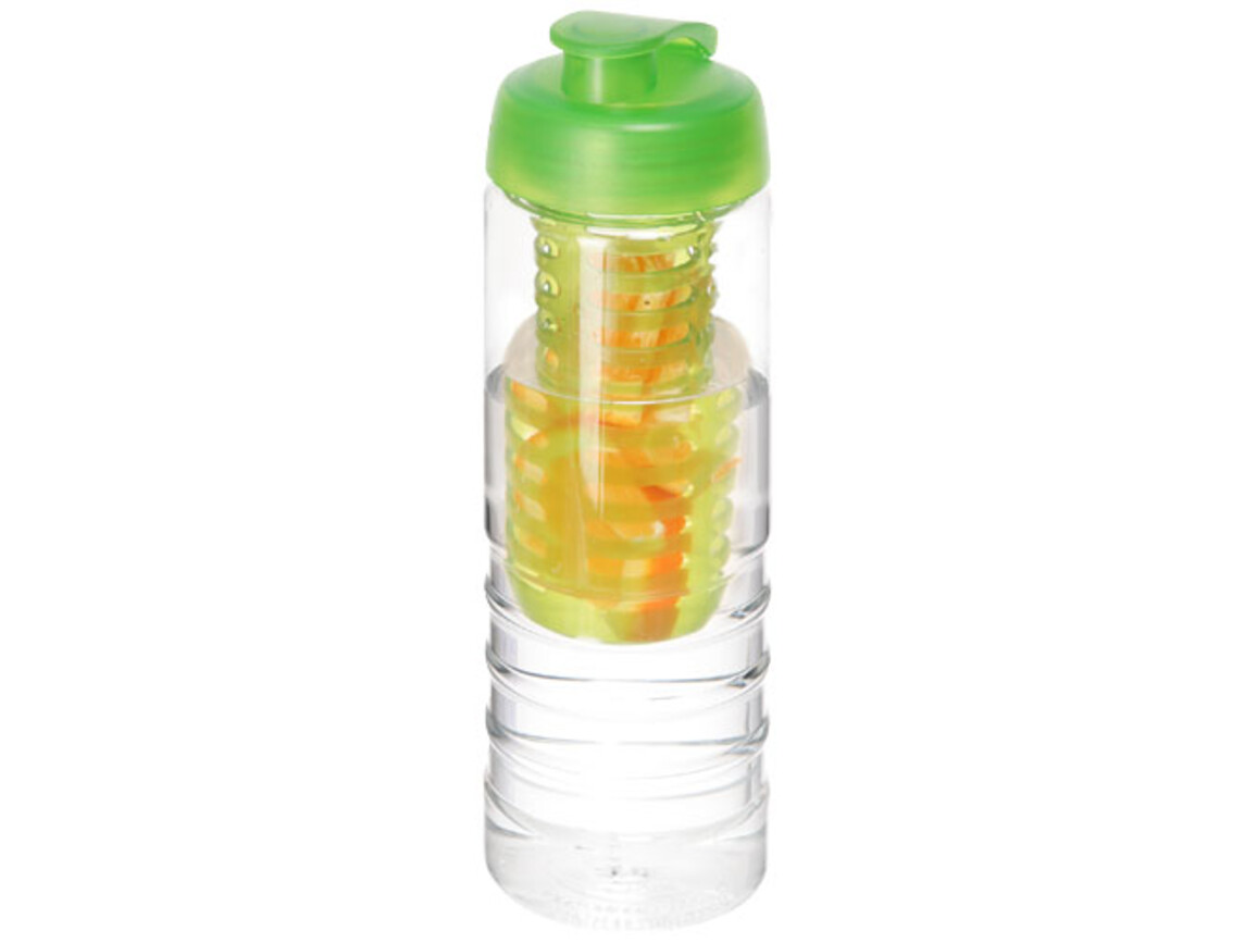 H2O Active® Treble 750 ml Flasche mit Klappdeckel und Infusor, transparent, limone bedrucken, Art.-Nr. 21088103