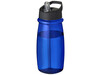 H2O Active® Pulse 600 ml Sportflasche mit Ausgussdeckel, blau, schwarz bedrucken, Art.-Nr. 21088204