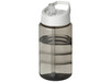 H2O Active® Bop 500 ml Sportflasche mit Ausgussdeckel, kohle, weiss bedrucken, Art.-Nr. 21088309