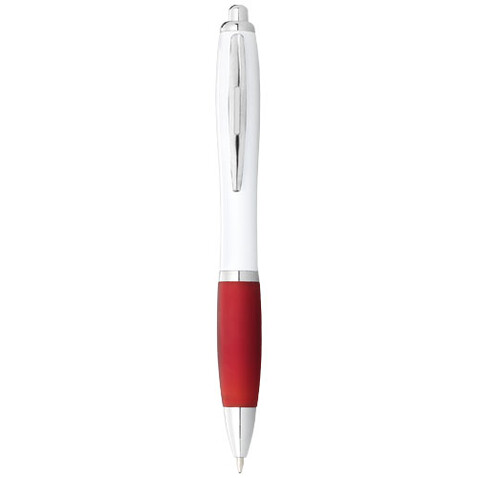 Nash Kugelschreiber weiß mit farbigem Griff (schwarze Mine), weiss, rot bedrucken, Art.-Nr. 10637102 Nash Kugelschreiber weiß mit farbigem Griff (schwarze Mine), weiss, rot bedrucken, Art.-Nr. 10637102