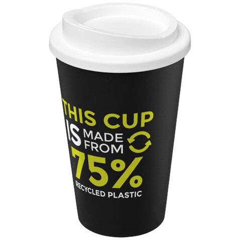 Americano® Eco 350 ml recycelter Becher, schwarz, weiss bedrucken, Art.-Nr. 21042200 Americano® Eco 350 ml recycelter Becher, schwarz, weiss bedrucken, Art.-Nr. 21042200