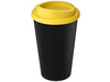 Americano® Eco 350 ml recycelter Becher, schwarz, gelb bedrucken, Art.-Nr. 21042201