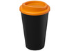 Americano® Eco 350 ml recycelter Becher, schwarz, orange bedrucken, Art.-Nr. 21042202