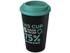 Americano® Eco 350 ml recycelter Becher, schwarz, aquablau bedrucken, Art.-Nr. 21042206