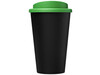 Americano® Eco 350 ml recycelter Becher, schwarz, grün bedrucken, Art.-Nr. 21042210