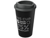 Americano® Eco 350 ml recycelter Becher, schwarz, grau bedrucken, Art.-Nr. 21042211