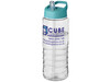 H2O Active® Treble 750 ml Sportflasche mit Ausgussdeckel, transparent, aquablau bedrucken, Art.-Nr. 21087705