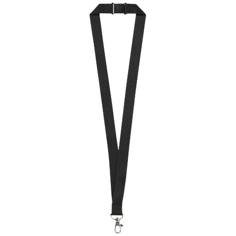 Lago Lanyard mit Sicherheitsverschluss, schwarz bedrucken, Art.-Nr. 10219300
