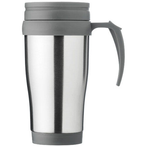 Sanibel 400 ml Isolierbecher, silber, grau bedrucken, Art.-Nr. 10029601