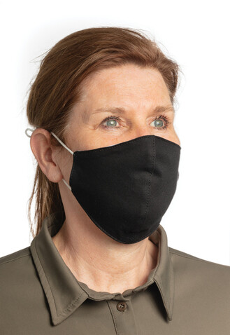 Wiederverwendbare 2-lagige Baumwoll-Gesichtsmaske schwarz bedrucken, Art.-Nr. P265.891 Wiederverwendbare 2-lagige Baumwoll-Gesichtsmaske schwarz bedrucken, Art.-Nr. P265.891