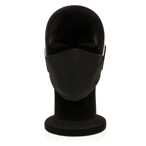 Wiederverwendbare 2-lagige Baumwoll-Gesichtsmaske schwarz bedrucken, Art.-Nr. P265.891 Wiederverwendbare 2-lagige Baumwoll-Gesichtsmaske schwarz bedrucken, Art.-Nr. P265.891