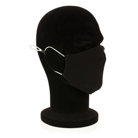 Wiederverwendbare 2-lagige Baumwoll-Gesichtsmaske schwarz bedrucken, Art.-Nr. P265.891 Wiederverwendbare 2-lagige Baumwoll-Gesichtsmaske schwarz bedrucken, Art.-Nr. P265.891