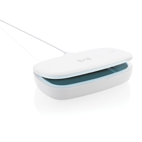 UV-C Sterilisations-Box mit 5W Wireless Charger weiß bedrucken, Art.-Nr. P301.113 UV-C Sterilisations-Box mit 5W Wireless Charger weiß bedrucken, Art.-Nr. P301.113