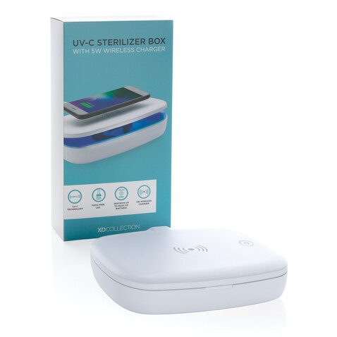 UV-C Sterilisations-Box mit 5W Wireless Charger weiß bedrucken, Art.-Nr. P301.113 UV-C Sterilisations-Box mit 5W Wireless Charger weiß bedrucken, Art.-Nr. P301.113