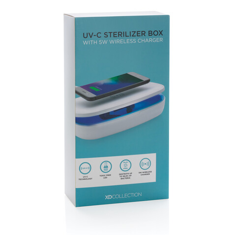 UV-C Sterilisations-Box mit 5W Wireless Charger weiß bedrucken, Art.-Nr. P301.113 UV-C Sterilisations-Box mit 5W Wireless Charger weiß bedrucken, Art.-Nr. P301.113