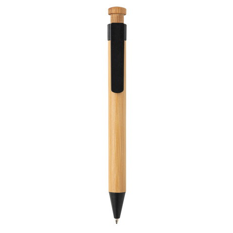 Bambus Stift mit Wheatstraw-Clip schwarz bedrucken, Art.-Nr. P610.541 Bambus Stift mit Wheatstraw-Clip schwarz bedrucken, Art.-Nr. P610.541