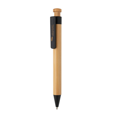 Bambus Stift mit Wheatstraw-Clip schwarz bedrucken, Art.-Nr. P610.541 Bambus Stift mit Wheatstraw-Clip schwarz bedrucken, Art.-Nr. P610.541