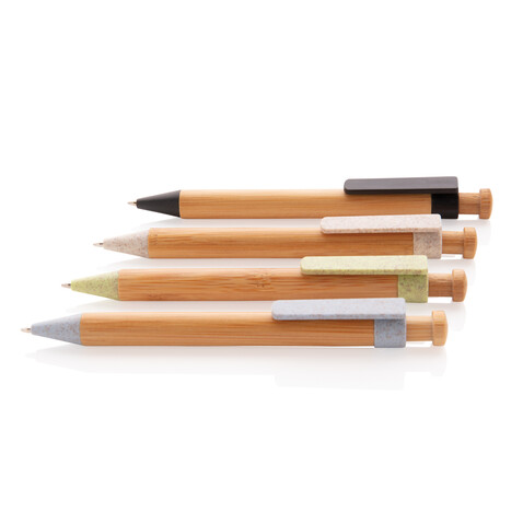 Bambus Stift mit Wheatstraw-Clip schwarz bedrucken, Art.-Nr. P610.541 Bambus Stift mit Wheatstraw-Clip schwarz bedrucken, Art.-Nr. P610.541