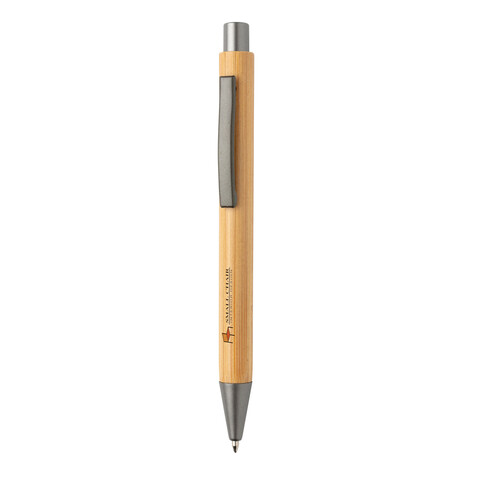 Slim Design Bambus Stift braun, silber bedrucken, Art.-Nr. P610.569 Slim Design Bambus Stift braun, silber bedrucken, Art.-Nr. P610.569