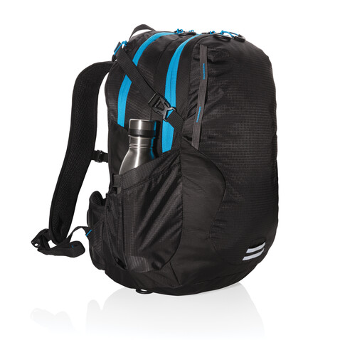 Explorer Ribstop mittlerer Wanderrucksack 26L PVC frei schwarz, blau bedrucken, Art.-Nr. P760.151