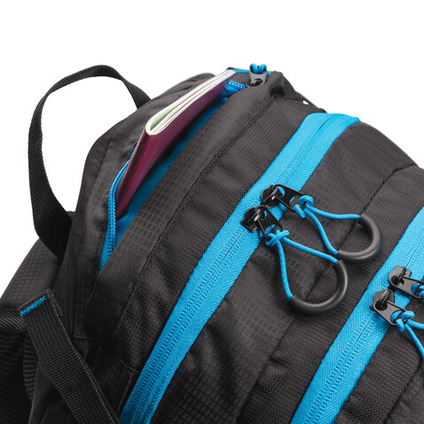 Explorer Ribstop mittlerer Wanderrucksack 26L PVC frei schwarz, blau bedrucken, Art.-Nr. P760.151