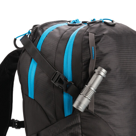 Explorer Ribstop mittlerer Wanderrucksack 26L PVC frei schwarz, blau bedrucken, Art.-Nr. P760.151