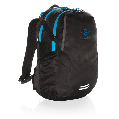 Explorer Ribstop mittlerer Wanderrucksack 26L PVC frei schwarz, blau bedrucken, Art.-Nr. P760.151