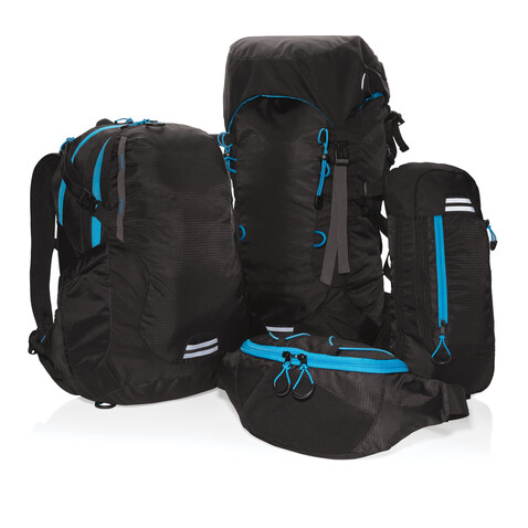 Explorer Ribstop mittlerer Wanderrucksack 26L PVC frei schwarz, blau bedrucken, Art.-Nr. P760.151