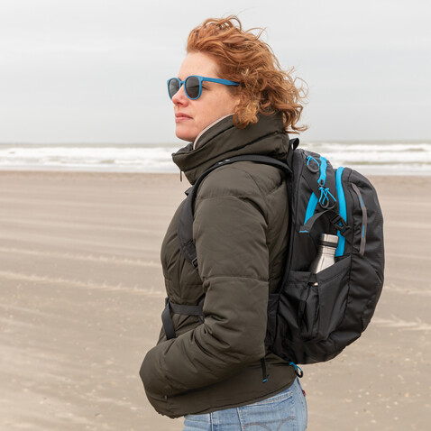 Explorer Ribstop mittlerer Wanderrucksack 26L PVC frei schwarz, blau bedrucken, Art.-Nr. P760.151