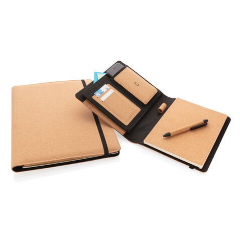Deluxe Kork Portfolio A4 mit Stift braun bedrucken, Art.-Nr. P774.131